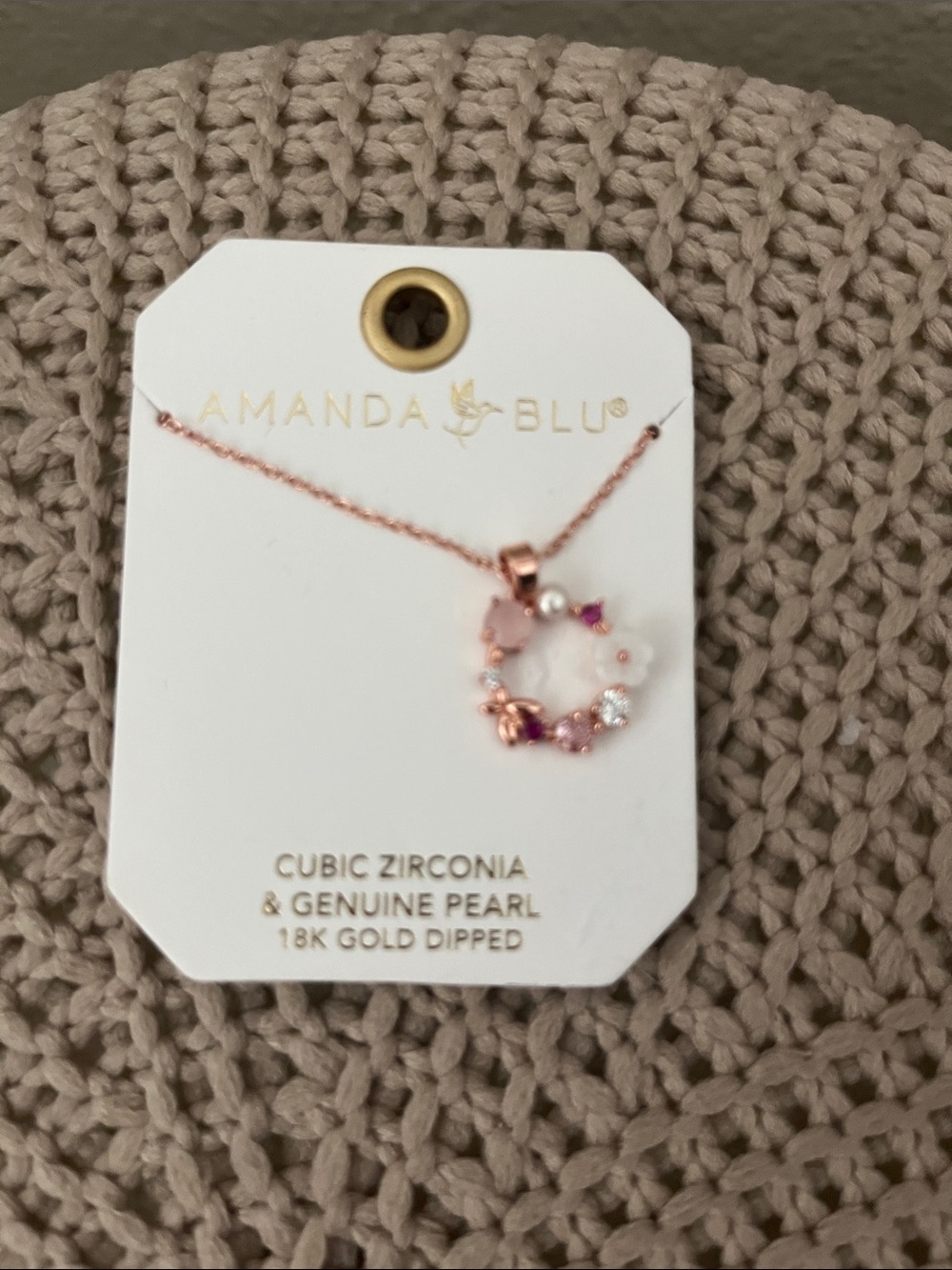 Rose Gold Pink Multi-Stone Wreath Necklace